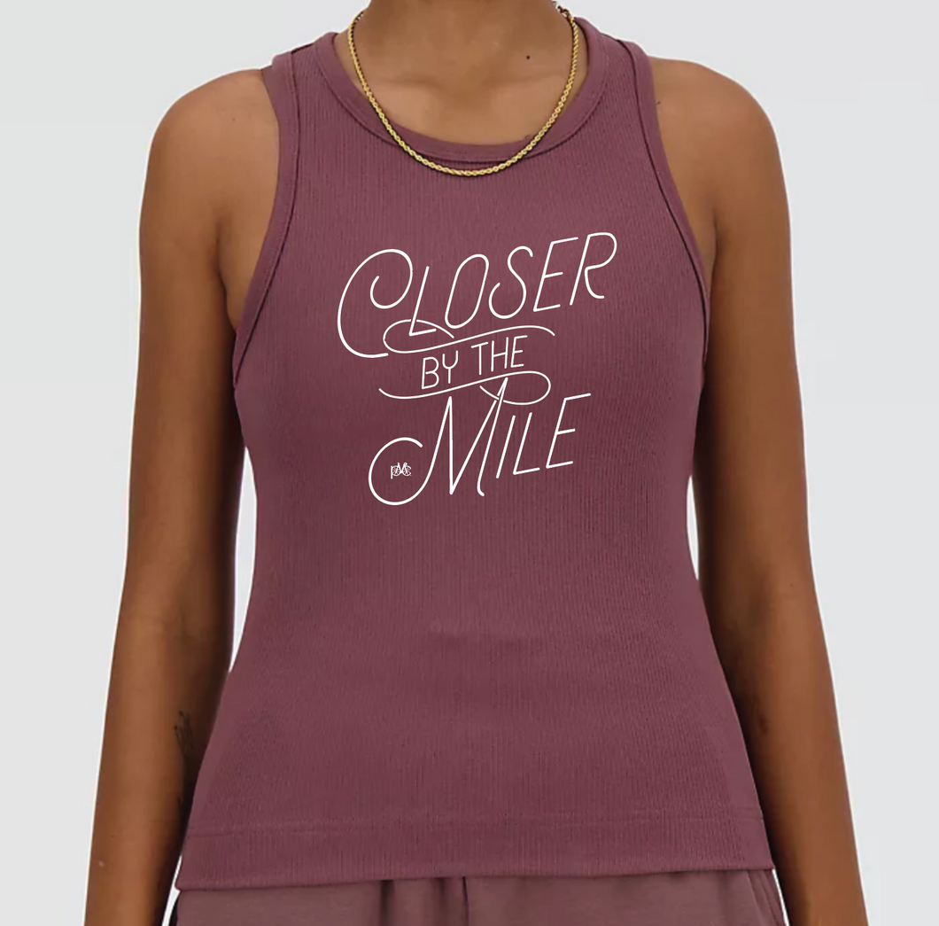 PMC New Balance Rib Knit Racer Tank - Mauve