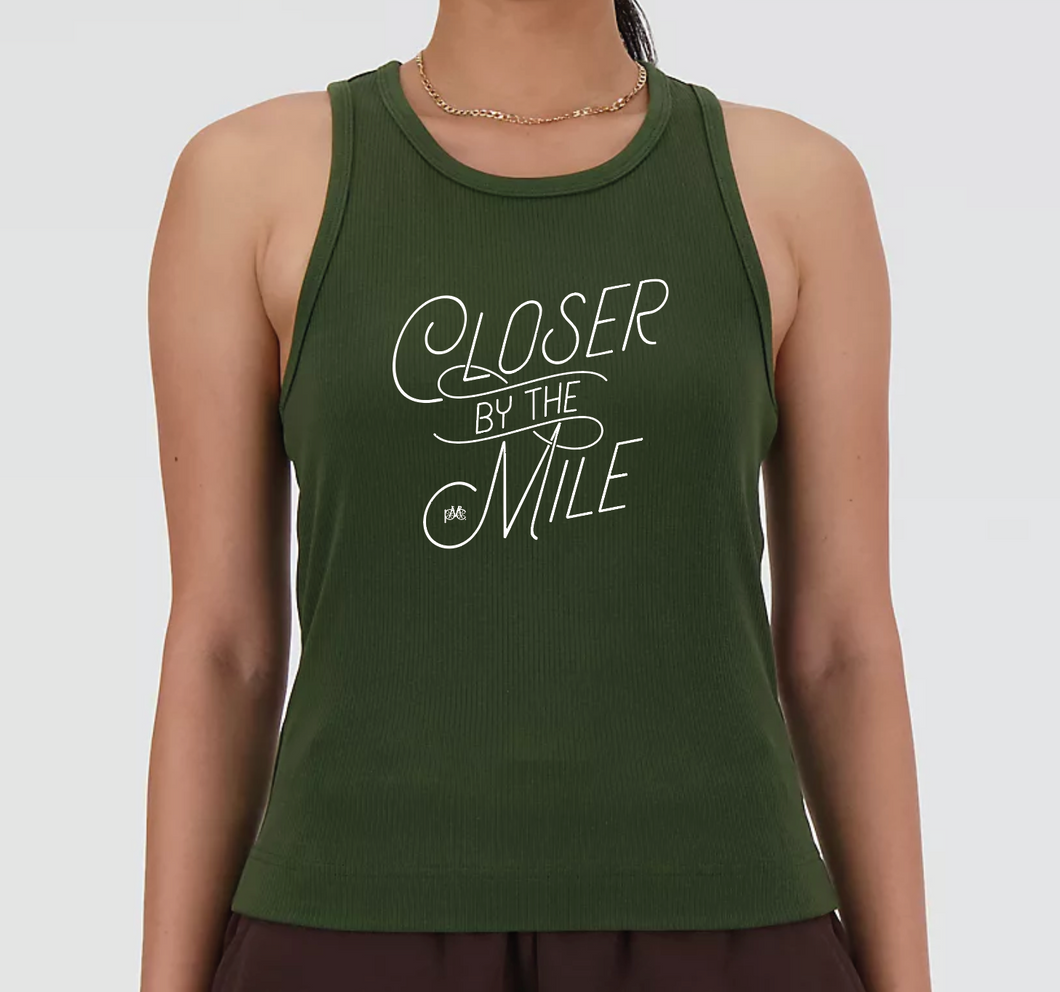 PMC New Balance Rib Knit Racer Tank - Dark Green